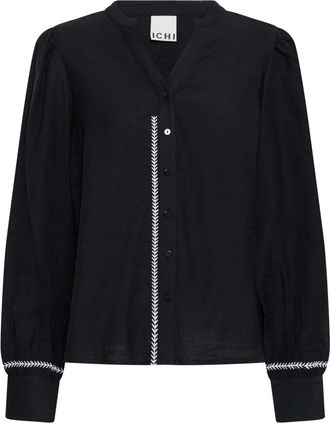 Ichi Camicetta Ricamata - - Blouses & Shirts - Donna - Nero - S