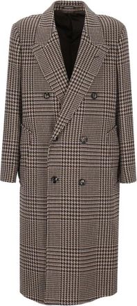 Emporio Armani Prince of Wales Wol Tijdjas - Heren - Mantels - Bruin - Maat: M Wol