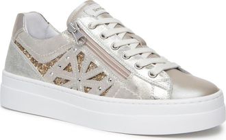 Nero Giardini Metallic Side Zip Platform Sneaker in Beige/khaki at Nordstrom Rack, Size 10Us / 40Eu