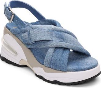 Ash Delia Slingback Denim Wedge Sandal in Dark Blue at Nordstrom, Size 11Us