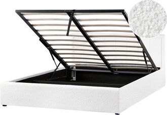 Beliani Ottoman Bed Boucle MONTLAUR 160 x 200 cm (EU King Size) White