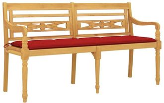 vidaXL Vidaxl - Banco Batavia Con Coj&iacute;n Rojo Madera Maciza De Teca 150 Cm