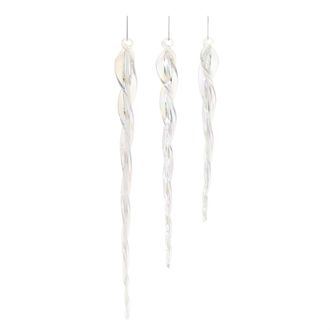 Melrose International Glass Icicle Ornament (Set of 18) - Clear