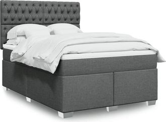 vidaXL Vidaxl - Cama Box Spring Con Colch&oacute;n Tela Gris Oscuro 140x200 Cm
