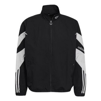 adidas Mens adidas originals Color Block Stripe Logo Zipper Long Sleeves Stand Collar Sports Jacket Black H06752