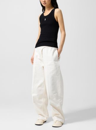 Ami Womens Rounded fly barrel-leg jean