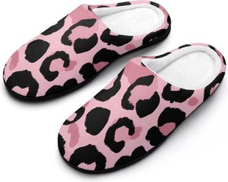 Generic Leopard Print Mens Slippers Comfortable And Non-slip Cotton Slipper Shoe for House