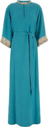 Valentino Garavani Womens Turquoise Crepe Long Dress - Marine Silk - Size EU 44 (Womens)