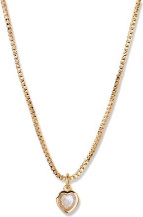 Brook & York Mackenzie Birthstone Heart Pendant Necklace in Gold/March at Nordstrom