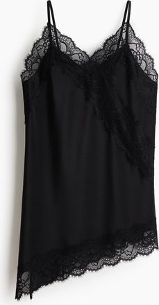 H&M Lace-detail jersey strappy top - Schwarz