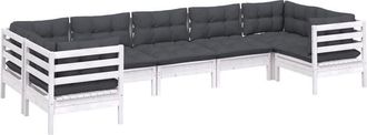 vidaXL Vidaxl - Muebles De Jard&iacute;n 7 Pzas Con Cojines Blanco Madera De Pino