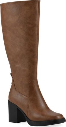 White Mountain Mackle Tall Shaft Block Heel Boot in Dark Natural/Smooth at Nordstrom Rack, Size 8.5 Regular Calf