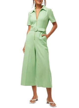 Trina Turk Jannise 3 Plaid Cropped Jumpsuit in Grass Court Green/whitewash at Nordstrom, Size 10