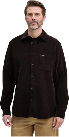 Lacoste Regular Fit Velour Shirt - Heren - Casual Overhemden - Bruin - XL - Katoen - Overhemden
