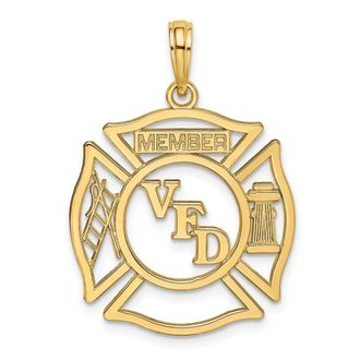 Diamond2Deal 10k Yellow Gold VFD Member Shield Charm Pendant