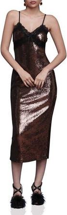 Avec Les Filles Sequin & Lace Slipdress in Chocolate at Nordstrom Rack, Size 8