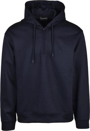Emporio Armani Hooded Sweatshirt Polyester Wool Stretch - Blue