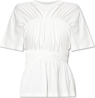 Alexander McQueen T-shirt met ruches - Dames - T-shirts - Wit - S - Katoen - Tops
