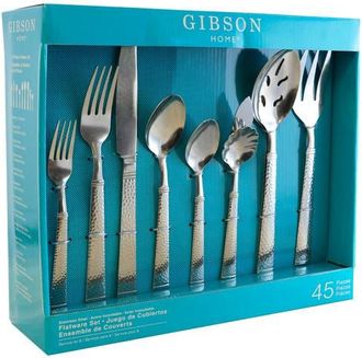 Gibson Home Prato 45 Piece Flatware Set in Metallic Silver at Nordstrom