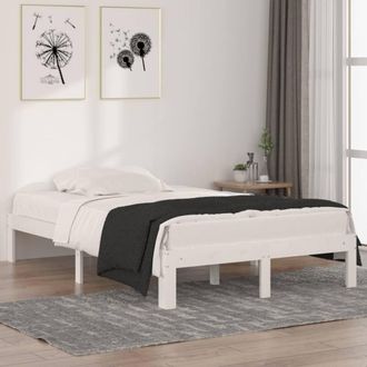Berkfield Home Bed Frame White Solid Wood 120x190 cm Small Double