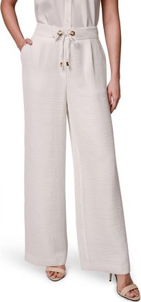 DKNY Crinkle Tie Waist Wide Leg Pants in Cream at Nordstrom, Size X-Small