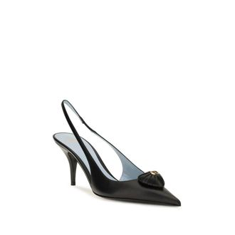 Valentino Garavani Womens Black Calf Leather Bos Taurus High Heel Pumps