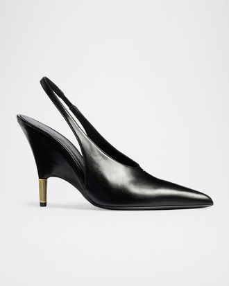 Khaite 100mm Bella Leather Slingback Pumps