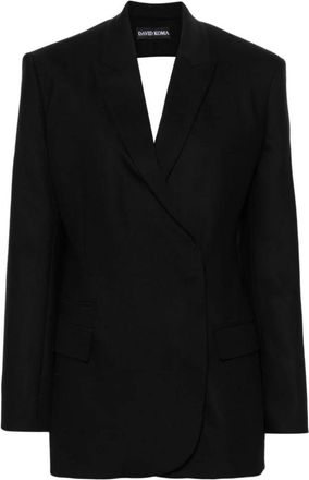 DAVID KOMA Jasje met uitsparingen en spiegelrevers - Dames - Blazers - Zwart - 2XS - Leer - Jassen