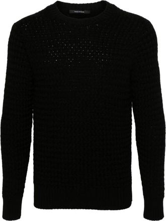 Tagliatore Interwoven Wol Trui - Heren - Ronde hals truien - Zwart - 3XL - Wol - Truien & Vesten