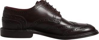 Dolce & Gabbana Brown Leather Derby Wingtip Lace Up Formal Dress Mens Shoes