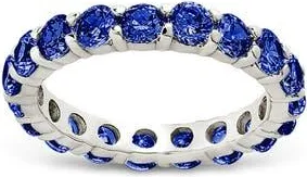 Sterling Forever Gracie Cubic Zirconia Eternity Ring in Silver/sapphire at Nordstrom, Size 10