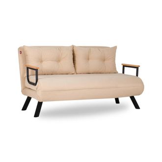 Dmora Sof&aacute; Cama 2 Plazas Calvin, Con Almacenamiento, Reclinable, Apertura Click-clack, 133x78 Cm Blanco Crema