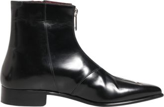 Dolce & Gabbana Zwarte Leren Chelsea Korte Enkelschoenen