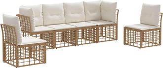 vidaXL Conjunto De Sof&aacute;s De Exterior Natural Poli&eacute;ster Vidaxl