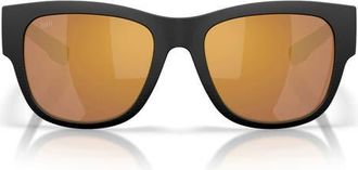 Costa Caleta 55mm Polarized Square Sunglasses in Netplus Black /Gold at Nordstrom