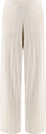 Max Mara Jardin Broeken - Dames - Wijde Broeken - Wit - M - Kasjmier - Broeken