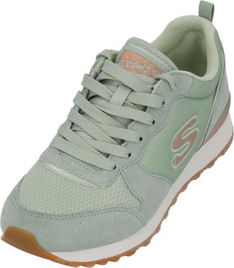 Skechers Womens Og 85 Goldn Gurl Sneaker, Sage Suede/Nylon Mesh/Rose Gold Trim, 3 UK