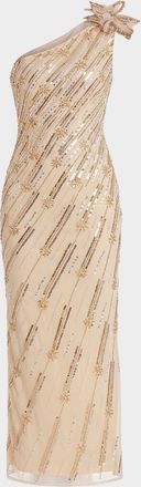 Mac Duggal Embellished One-Shoulder Column Gown
