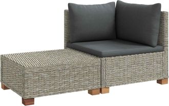 vidaXL 2 Uds. Conjunto De Lounge De Rat&aacute;n Con Cojines Gendt Gris Kubu Vidaxl