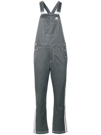 adidas logo dungarees - women - Recycled Polyester/Cotton - S - Grey