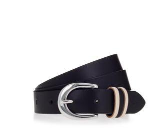 Tamaris Lederg&uuml;rtel TAMARIS, Damen, Gr. 11,5, schwarz, Rindsleder, G&uuml;rtel Lederg&uuml;rtel, mit Dreifach-Schlaufe verziert