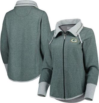 Tommy Bahama Womens Tommy Bahama Heathered Green Green Bay Packers Sport Sun Fade Full-Zip Sweatshirt in Heather Green at Nordstrom, Size Small