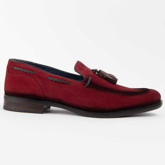 Purapiel Mens Moccasin Moretto2 Red Leather - Size EU 44