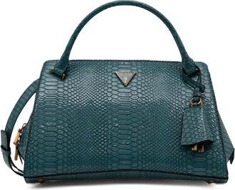 Guess Co crocodile-effect satchel - women - Polyurethane - One Size - Blue