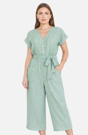 Yumi V-Neck Jumpsuit in Khaki Green at Nordstrom, Size 10