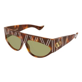 Valentino V Logo Zonnebril - Dames - Accessoires - Bruin - Maat: 61 MM Nylon