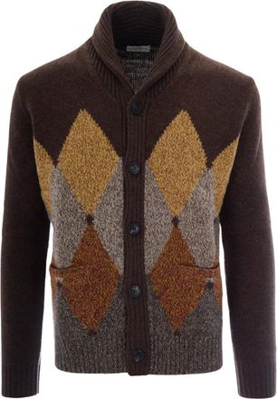 Ballantyne Sjaalkraag Vest - Heren - Vesten - Bruin - 2XL - Wol - Truien & Vesten