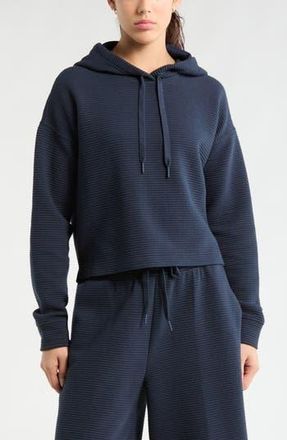 Zella Ottoman Cotton Blend Ribbed Hoodie in Navy Sapphire at Nordstrom Rack, Size X-Large