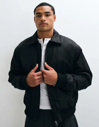 Cotton On giacca bomber militare nera-Nero