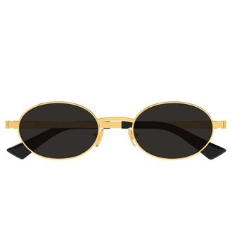 Bottega Veneta Sunglasses, female, Yellow, Size: 52 MM Oval Metal Sunglasses